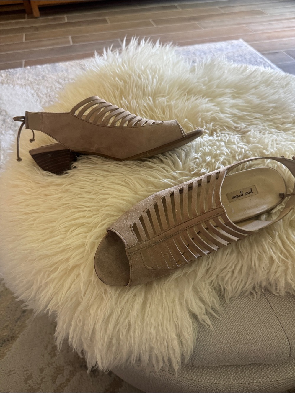 Paul Green Taupe Suede Cutout Slingback Mules